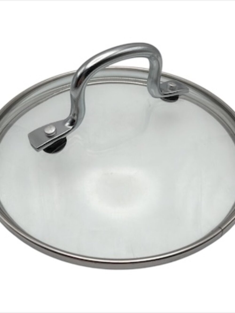 From Calphalon 6 3/8" OD 5 7/8" ID LID ONLY Tempered Glass Stainless EUC
